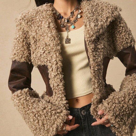 Brown Bohemian Women's Fur Fringed Jacket - Picture 1 of 9